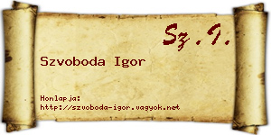 Szvoboda Igor névjegykártya